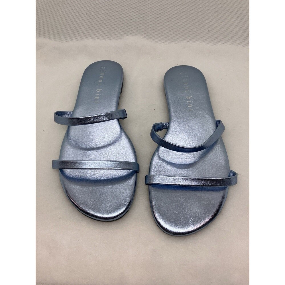 Women's Gianni Bini Kaydie Sandals Slides Metallic Blue Size 8M gently Used